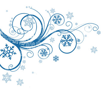 winter floral background with snowflakes