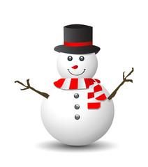 Snowman with red and white scarf