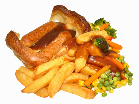 Toad In The Hole And Chips Meal