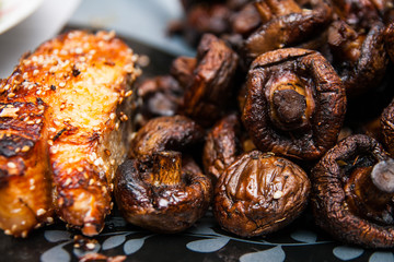 fish food with mushroom