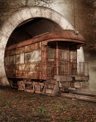 Fototapeta na wymiar Stary pociąg w tunelu