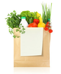 Fresh groceries in a paper bag