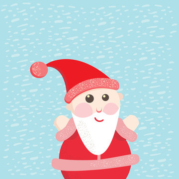 Funny Christmas postcard with Santa Claus. Vector illustration