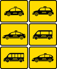 set of cars with taxi symbol