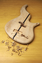 Bass guitar under construction