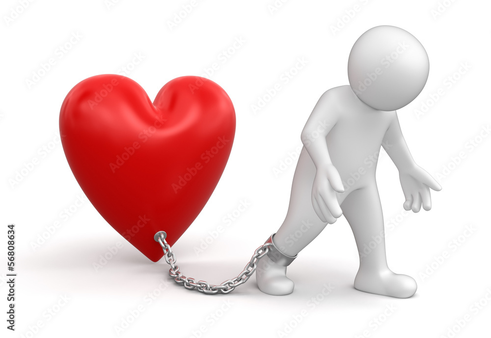 Poster man and heart (clipping path included)