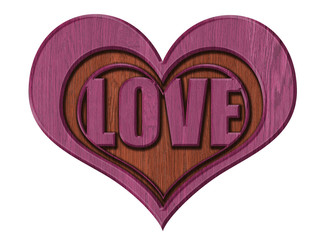 wooden heart isolated on white background