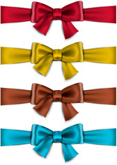 Satin color ribbons. Gift bows.