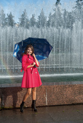 Teenage Young Woman with Umbrella