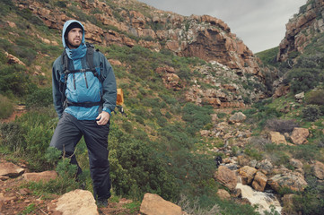 Naklejka premium mountain trekking man