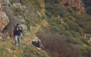 mountain trekking man