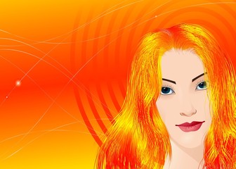 Abstract woman with orange hair, vector