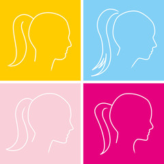 Woman head silhouettes