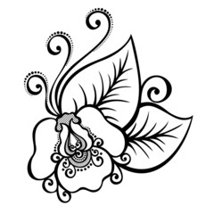 Beautiful Decorative Flower with Leaves (Vector)