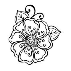 Beautiful Decorative Flower with Leaves (Vector)