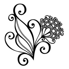 Beautiful Decorative Flower with Leaves (Vector)