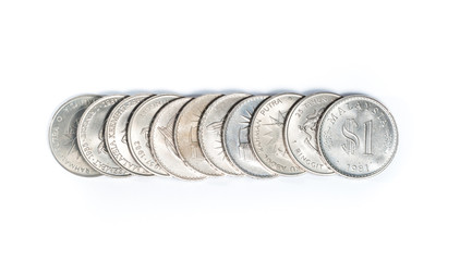 Old Malaysia Coins on white background