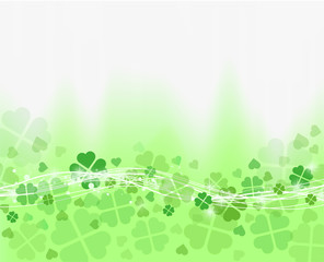 starts and lucky clover on white background