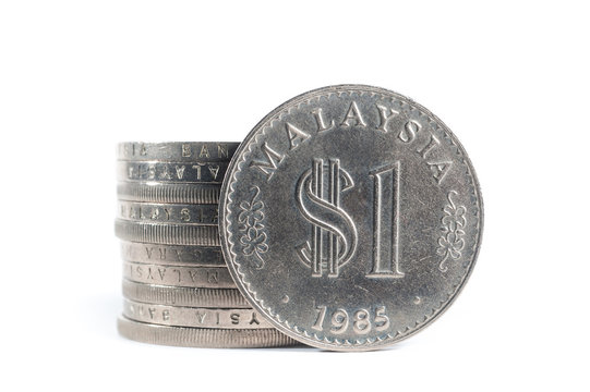 Old Malaysia Coins on white background