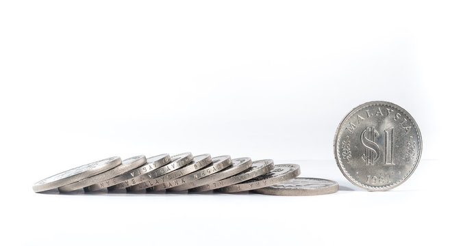 Old Malaysia Coins on white background