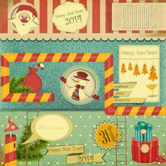 Retro Merry Christmas and New Years Card