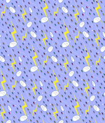 Rain and lightnings seamless pattern