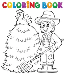 Abwaschbare Fototapete Für Kinder Coloring book farmer theme 1