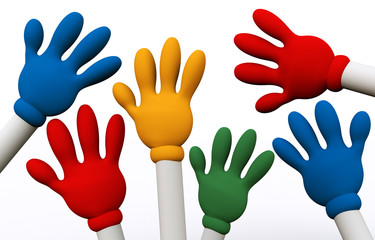 3D colorful cartoon hands