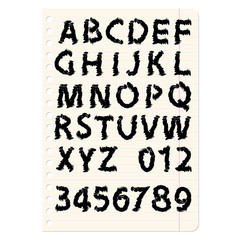 Hand drawing alphabet vector illustration set in black ink