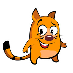 Cute striped kitten. Cartoon cat