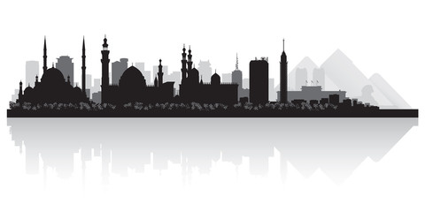 Cairo Egypt city skyline vector silhouette - obrazy, fototapety, plakaty