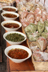 Spices at market stall in Munich, Germany