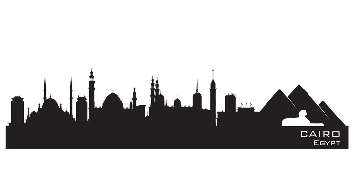 Cairo Egypt skyline Detailed vector silhouette