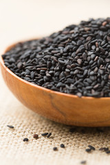 Black sesame seeds in a bowl