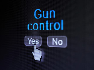 Safety concept: Gun Control on digital computer screen