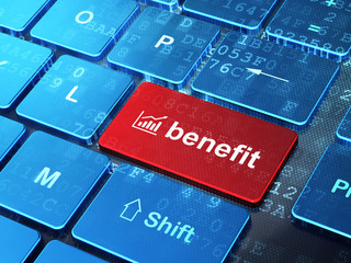 Finance concept: Growth Graph and Benefit on computer keyboard b