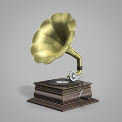 old vintage gramophone playing a disc