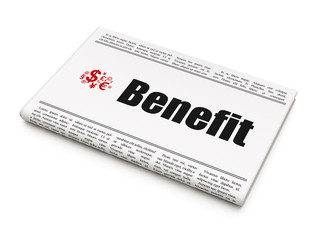 Finance news concept: newspaper with Benefit and Finance Symbol