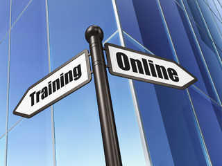 Education concept: Online Training on Building background