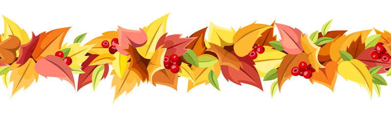 Horizontal seamless background with autumn leaves. Vector.