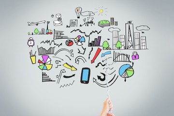 Businesswoman pulling a chain