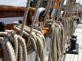 Old sailboat ropes