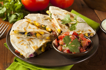 Homemade Cheese and Bean Quesadilla