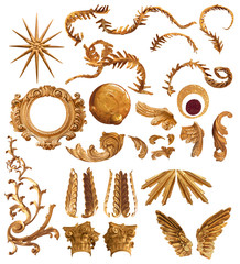 golden feather forms collection with clipping paths