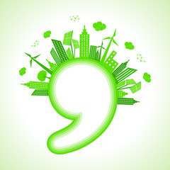 Illustration of ecology concept with comma - save nature