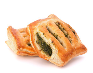 Puff pastry bun isolated on white background.