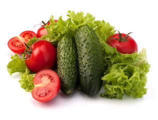 Tomato, cucumber vegetable and lettuce salad
