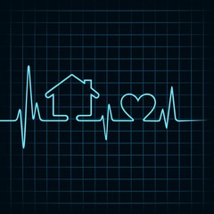 Heartbeat make a home and heart icon stock vector