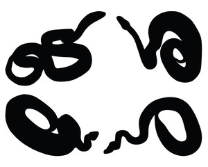 Black silhouettes of snakes, vector