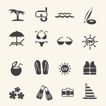 Vacation and tourism icons. Vector